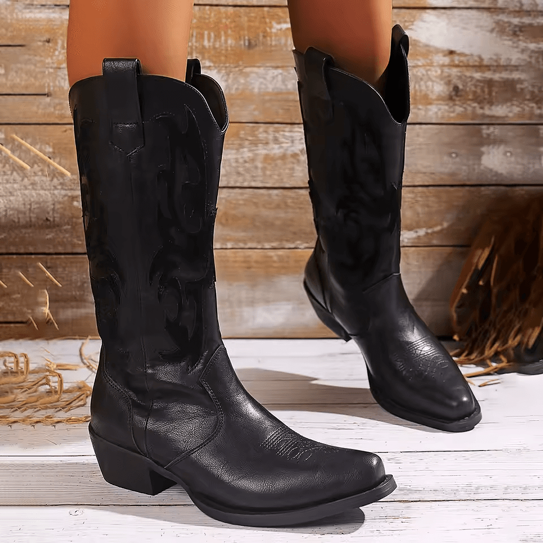 Botas vaqueras mujer Espíritu Vaquero negras elegantes con diseño western clásico