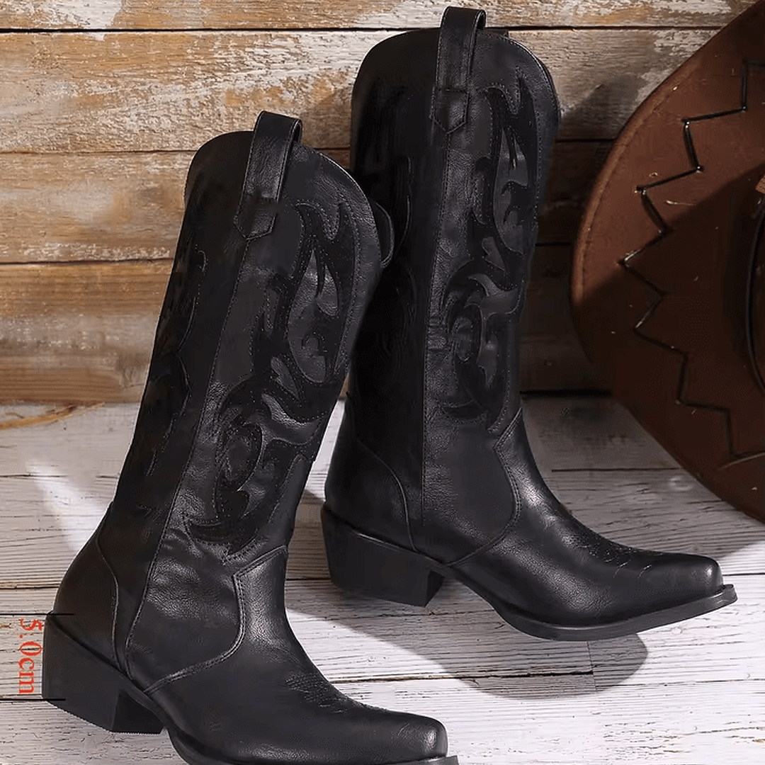Botas vaqueras mujer Espíritu Vaquero color negro con diseño bordado artesanal