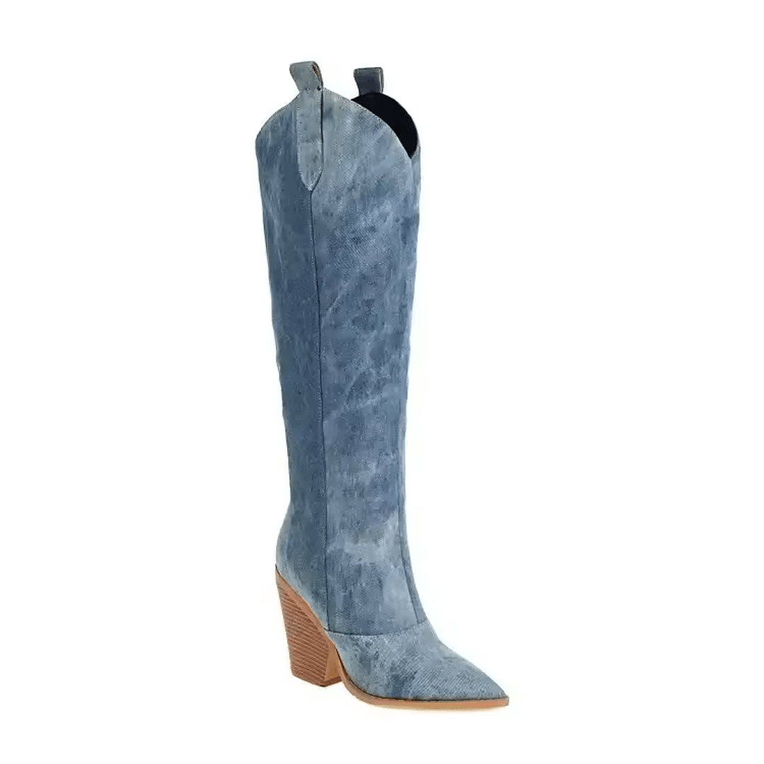 Botas vaqueras mujer Poder Norteño largas en color azul con estilo western moderno