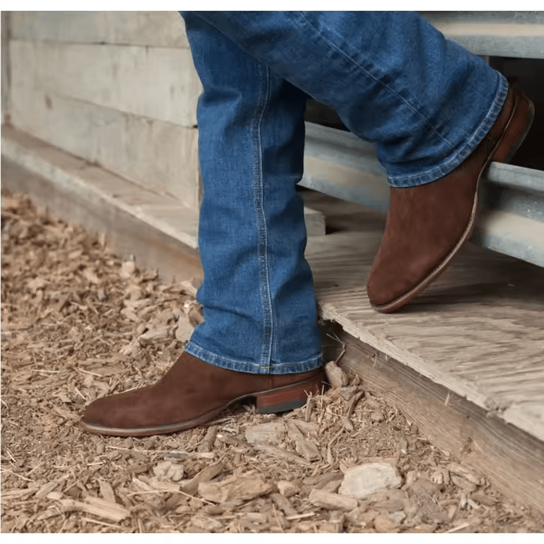 Botas vaqueras hombre Sierra Bravo marrones de gamuza con diseño clásico y punta redonda